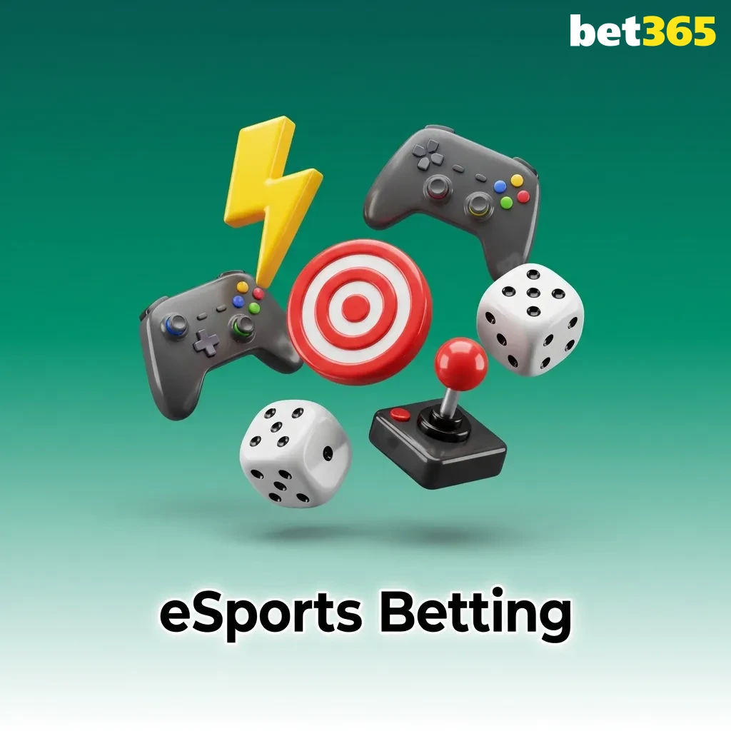 Bet365 eSports betting interface showing popular games like Dota 2, CS 2, League of Legends, and live wagering options