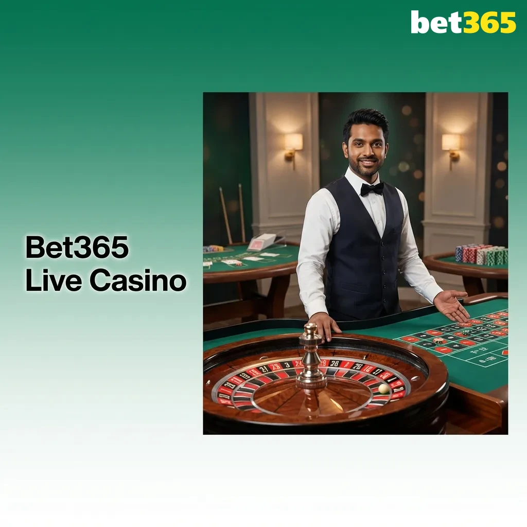 Bet365 live casino studio with real dealer at table, streaming roulette and card games to players online