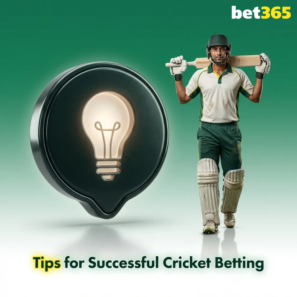 Graphic titled “Tips for Successful Cricket Betting” with icons for stats, pitch, weather, bankroll, and live odds on a screen