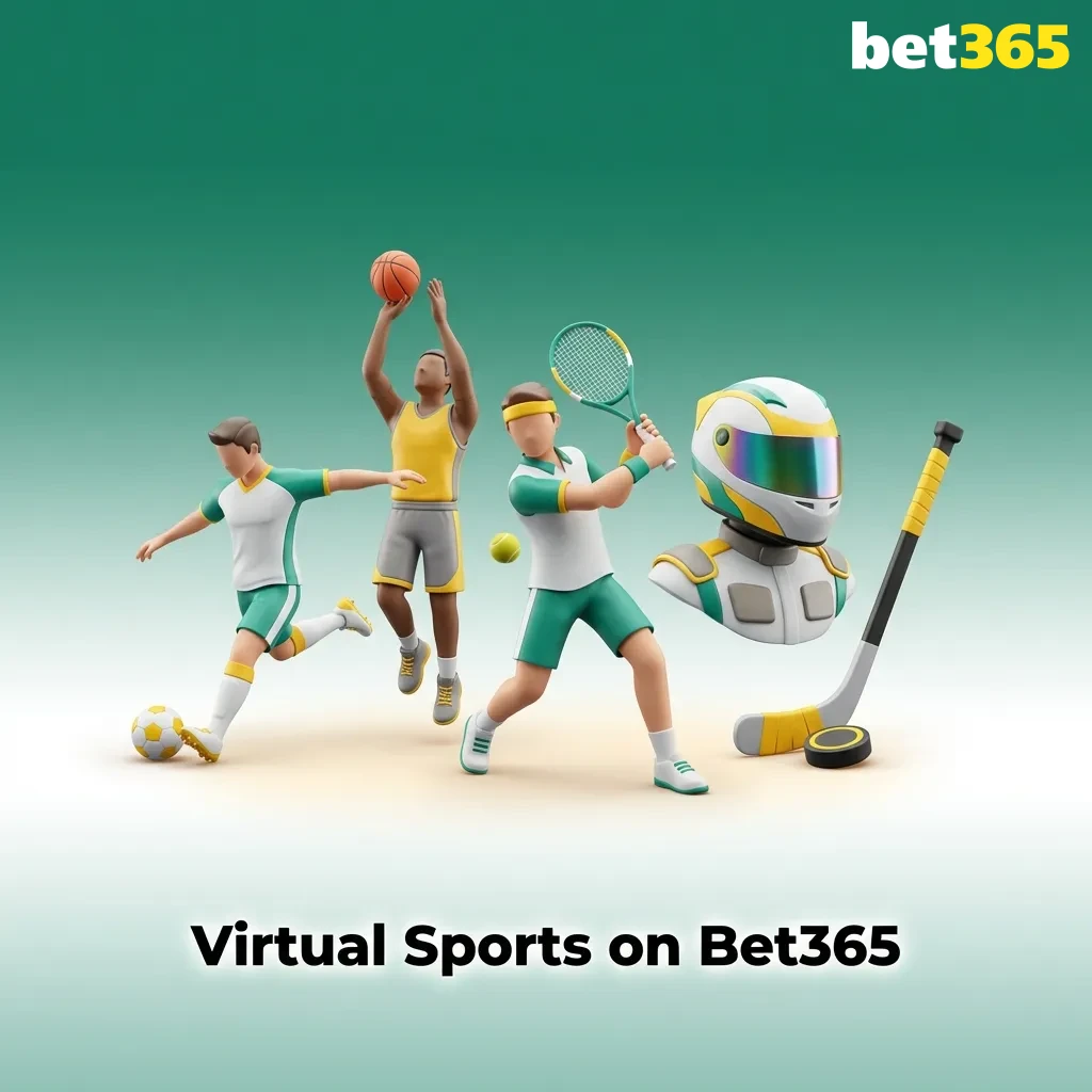 Bet365 virtual sports betting interface showing simulated football, horse racing, basketball, greyhounds, and tennis games