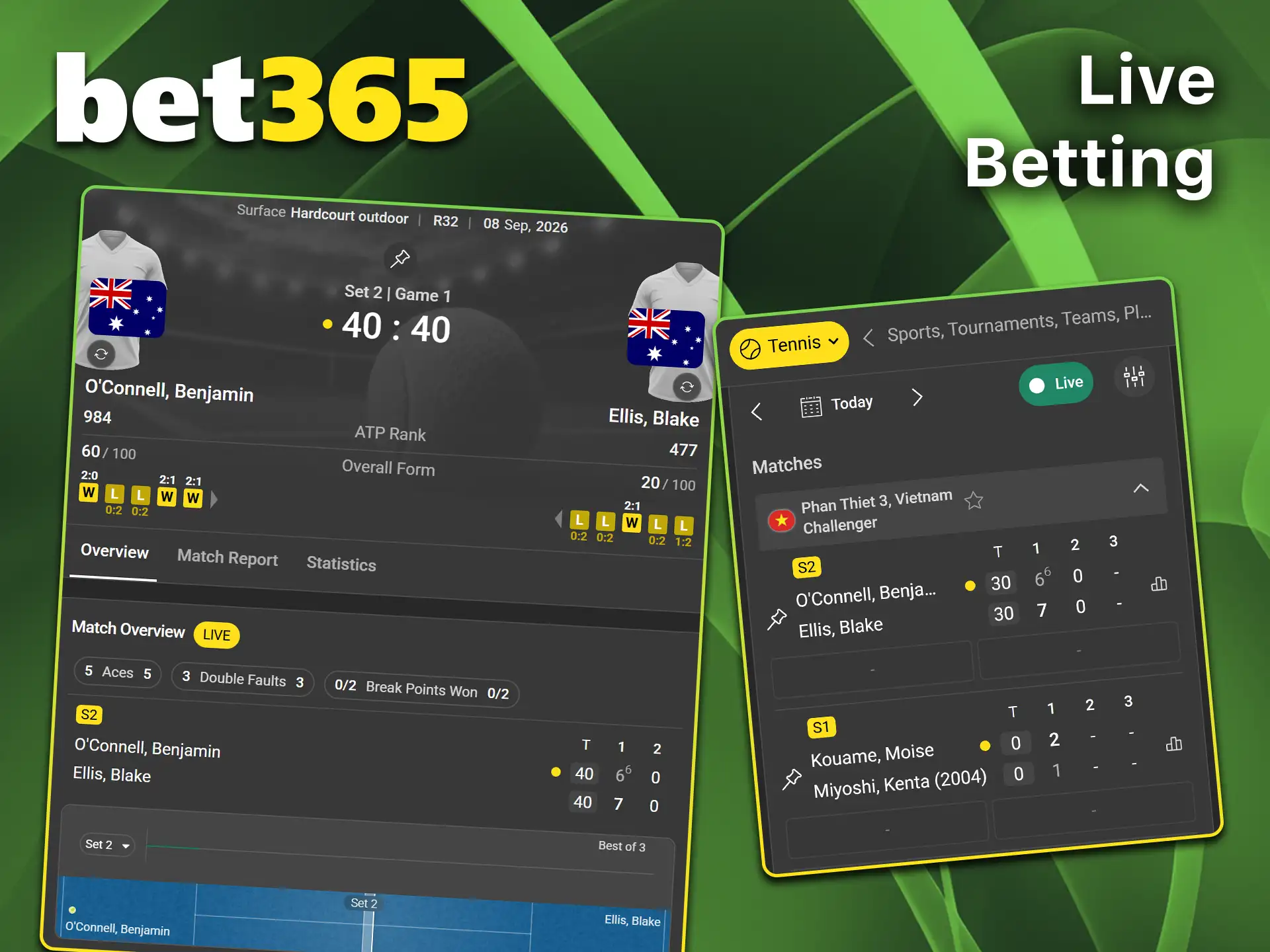 Bet on live events at Bet365.