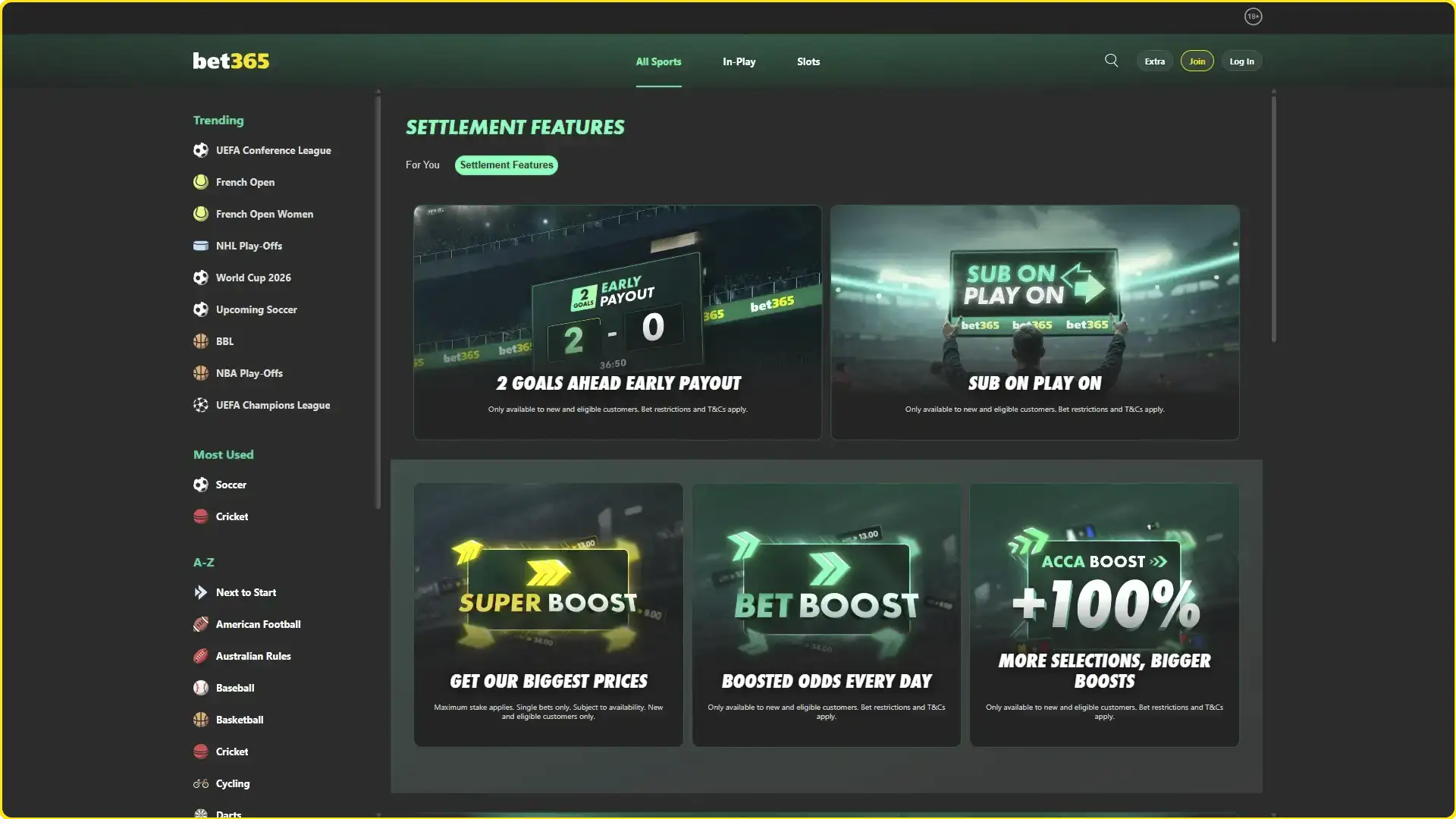 Bet365 offers the best bonuses available.